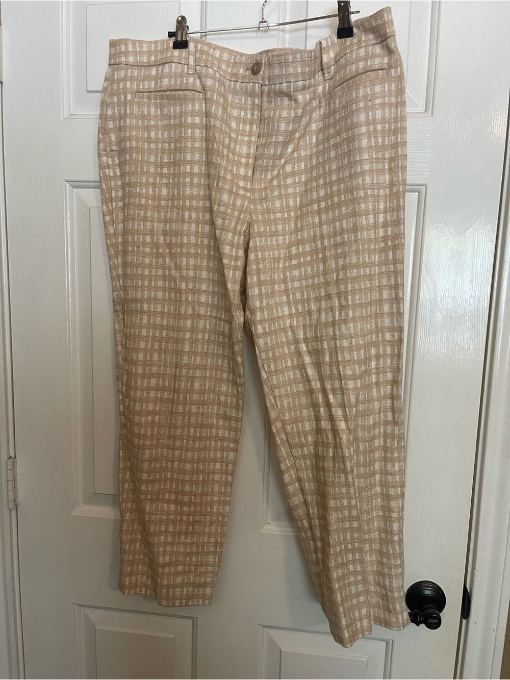 Ann Taylor Tan & White Plaid Chinos
